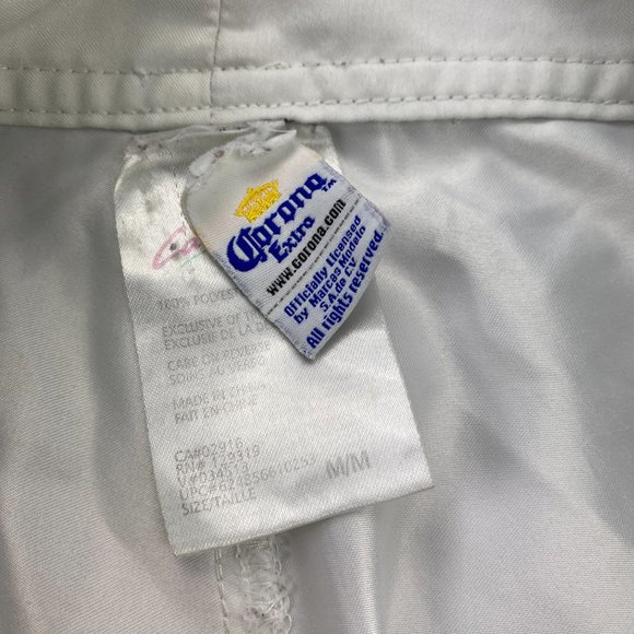 Vintage Corona Extra Beer Swim Trunks Men Medium M White Yellow Blue Stripes 90s - Picture 4 of 13